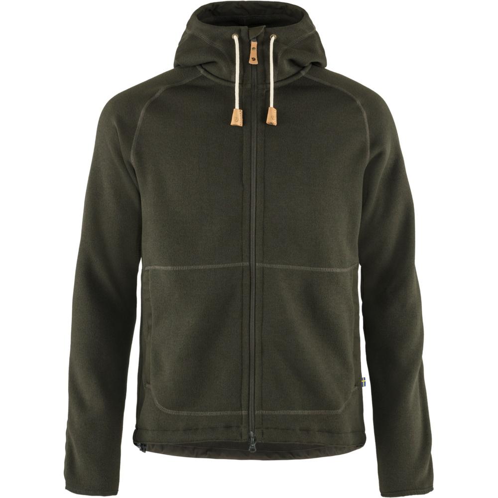 Fjällräven Övik fleece hoodie for herre i mørkegrønn